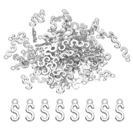PATIKIL Pack of 100 Letter Pendants Metal Letters, Charm Bulk Cute for DIY Jewellery Making Earrings Necklaces Key Chain Crafts Dark Silver Letter S