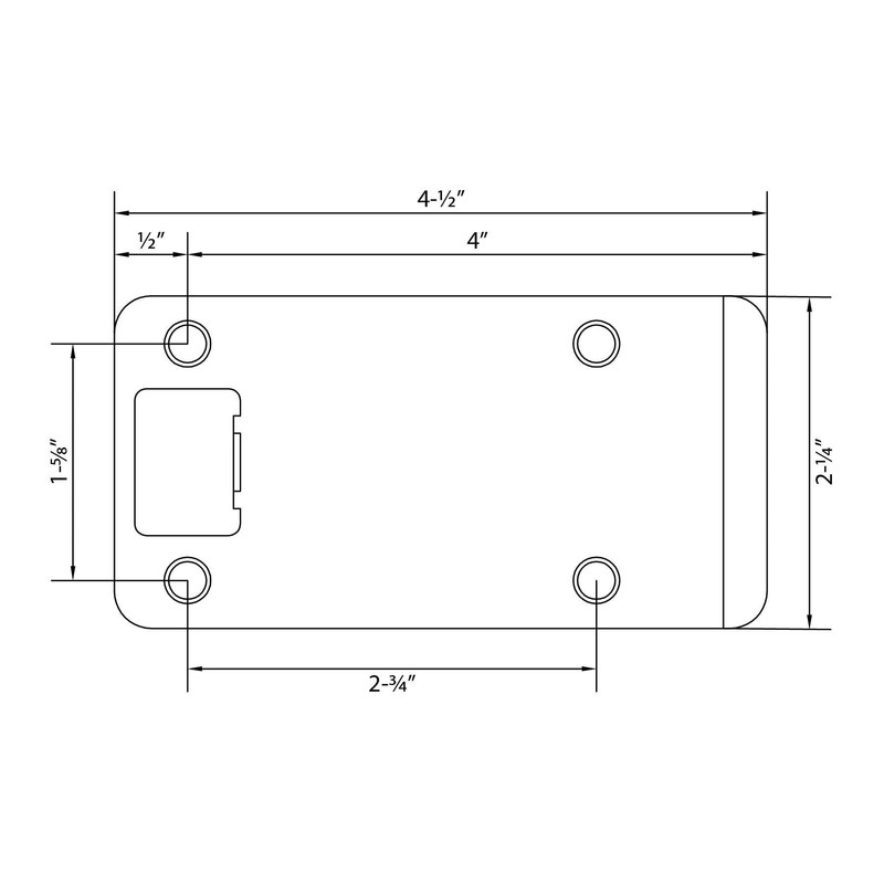 Round Corner Extended Lip Strike Plate, 2-1/4" x 4", (4-1/2"