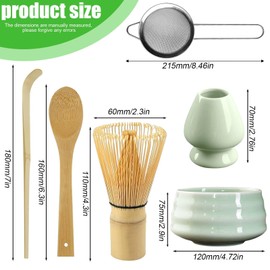 6Pcs Matcha Whisk Set: Matcha Tea Set with Ceramic Matcha Bowl, Matcha Whisk Holder, Bamboo Matcha Whisk, Scoop, Scoop, Sifter, Reusable Matcha Making Kit for Matcha Tea Ceremony, Tea Lovers