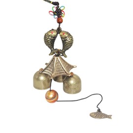 Hooshing - Campanas de viento de peces para exteriores, pequeñas campanas de jardín de metal para la suerte, hogar, jardín, patio, decoración colgante, regalo