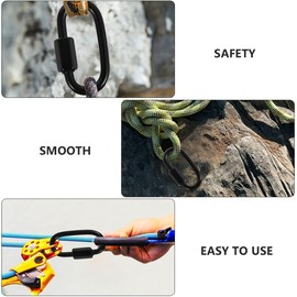 TEHAUX Locking Stainless Outdoor Heavy Carabiner Hammock Quick Re for Shape Climbing Duty Locks and Hook Utility Rings Camping Trailer Looks Connector Connection Black D Ring Equip