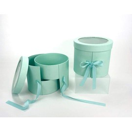 UNIKPACKAGING Premium Quality Round Flower Box, Gift Boxes for Luxury Flower and Gift Arrangements, with Lids, Size 7.8 dia. x 7 inch, for Luxury Style Flower Arrangements (Teal)