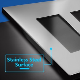 LIDER Double Decorator Metal Wall Plate, Temperature and Impact Resistant, 201 Stainless Steel, Screwless Cover, Modern Upgrade, Mid-Size 2-Gang 4.88” x 4.92”, Polished Chrome, LSMWP-32M-PC