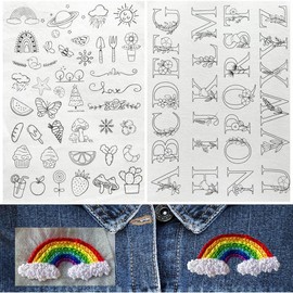 72 count Water Soluble Stabilizer for Embroidery Stick and Stitch Embroidery Paper  Away Embroidery Stabilizers with Flower Patterns for Embroidery Hand Sewing Love (Flower) - Color: letter