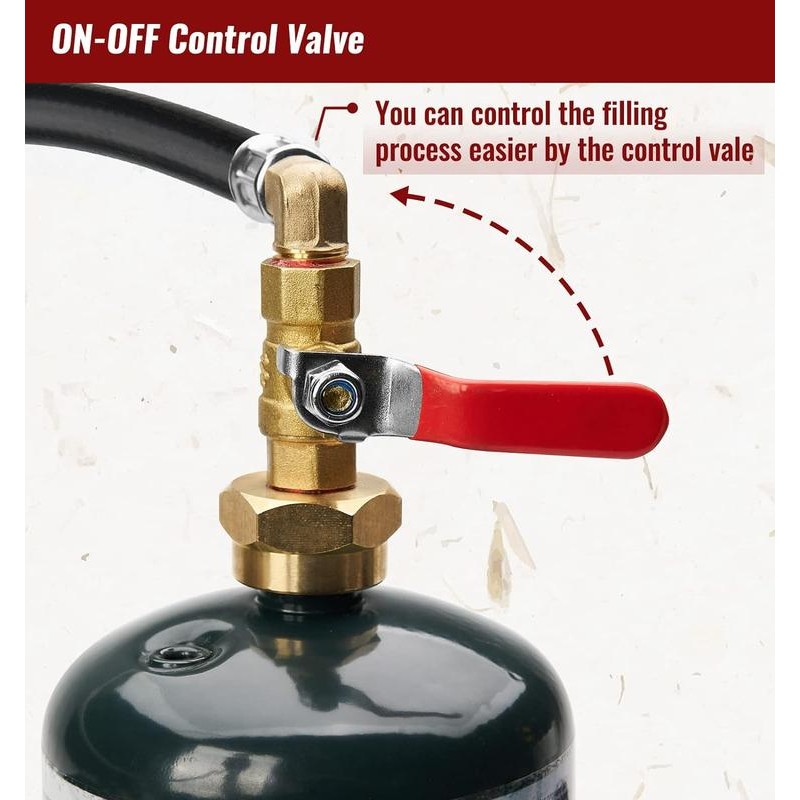 Propane Refill Adapter Hose with Gauge & Control Valve! Extend,