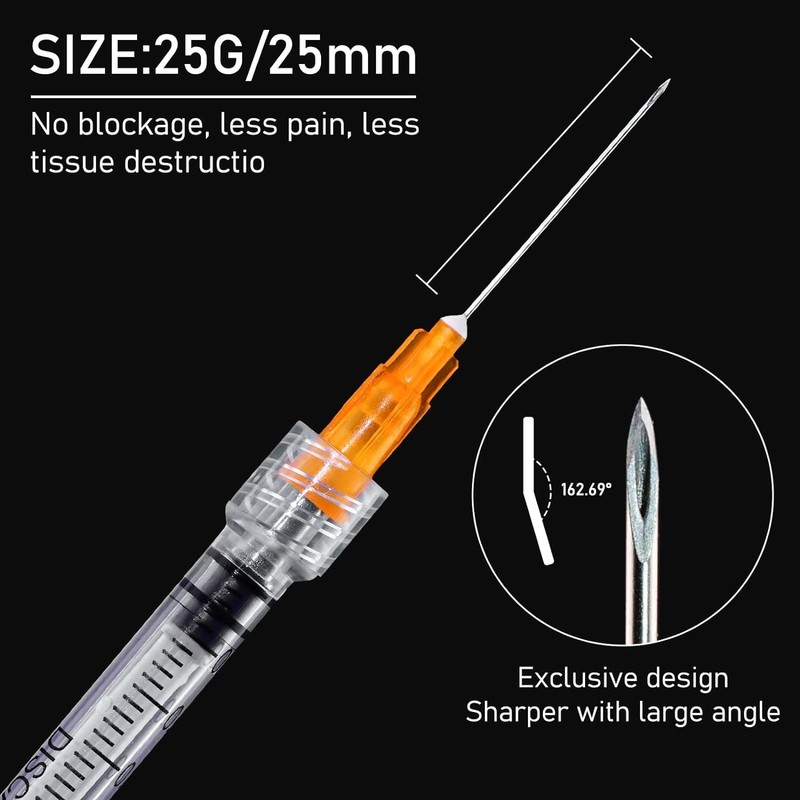 1ml 25G 1inch Syringe, Sterile Disposable Packaging. (20)