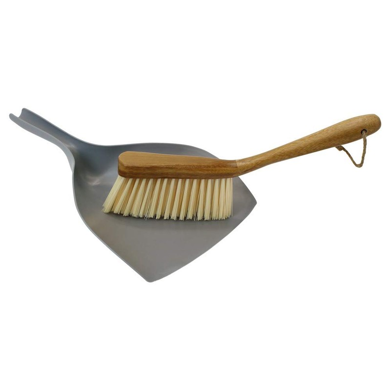 JVL 20-305 Bamboo Dustpan and Bristle Brush Set, Natural