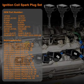 Ignition Coil & Spark Plugs Set of 6 Compatible with Nissan Murano Maxima Pathfinder Altima Quest Infiniti FX35 G35 Q50 QX60 3.5L V6 & More Replaces# UF550
