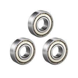 sourcing map Pack of 3 Deep Groove Ball Bearings 6001Z Single Shield 12 mm x 28 mm x 8 mm Chrome Steel
