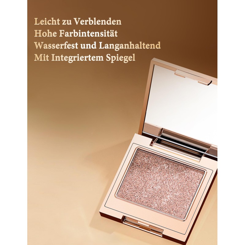 Erinde Single Glitter Eyeshadow, Highly Pigmented and Long-Lasting Eyeshadow, Soft