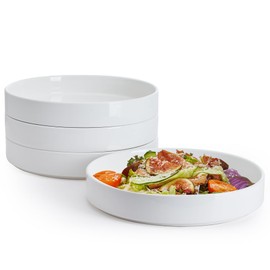 Sweese Large Pasta Bowls, 32 Ounce Salad Bowls Set of 4, Stackable Serving Bowls for Dinner, Salad, Dessert - Microwave Dishwasher Safe - White