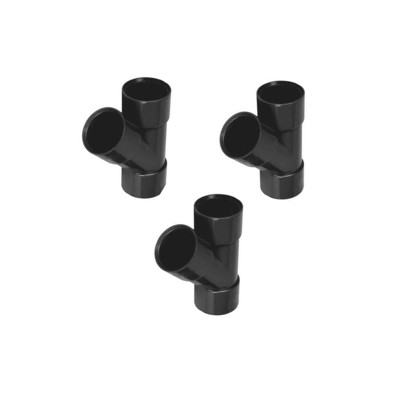 PVC Y-Branch Pipe Fitting, 40mm, Black, Pack of 3, 135-Degree