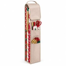 Gift Wrapping Paper Storage Bag with Multiple Pockets – Durable Oxford Cloth Organizer for Christmas Gift Wrap Rolls, Craft Supplies and Posters