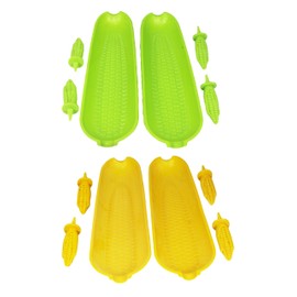 12 Piece Corn on the Cob Skewer and Dish Set - Large Plastic Corn on the Cob Dishes and Corn holders. (2 Assorted Corn Serving Sets)
