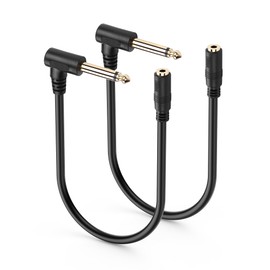 SinLoon 6.35mm Mono Male to 3.5mm Stereo Female Audio Cable, 2pcs TS to TRS Adapter with Gold Plating & Shielding for Guitar/Microphone/Mixer - 0.3M