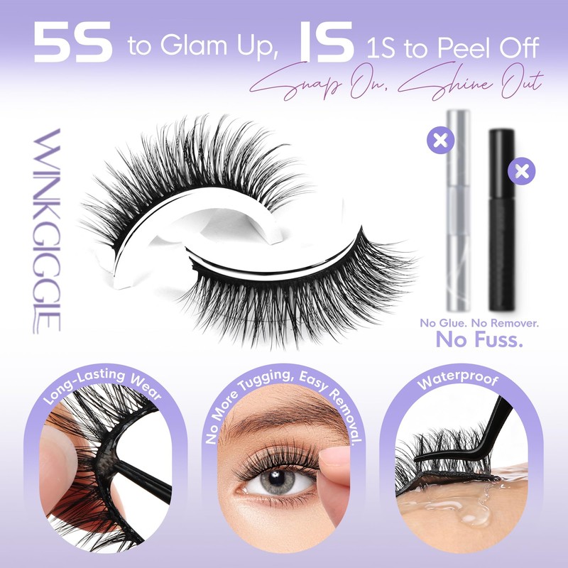 Self Adhesive Eyelashes Pre Glued Lashes 5 Pairs H39