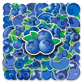 50Pcs Blueberry Stickers Waterproof Vinyl Decals for Adult Teen Kids Cup Water Bottles Laptop Luggage Computer Mobile Phone Guitar Skateboard Decoration