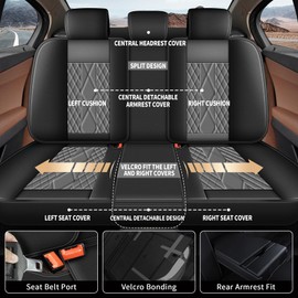 JIAMAOXIN Car Seat Covers for Ford Maverick 2022-2024: 5 Seat Full Set Faux Leather Seat Covers, 5 Seat Full Set, Black & Grey