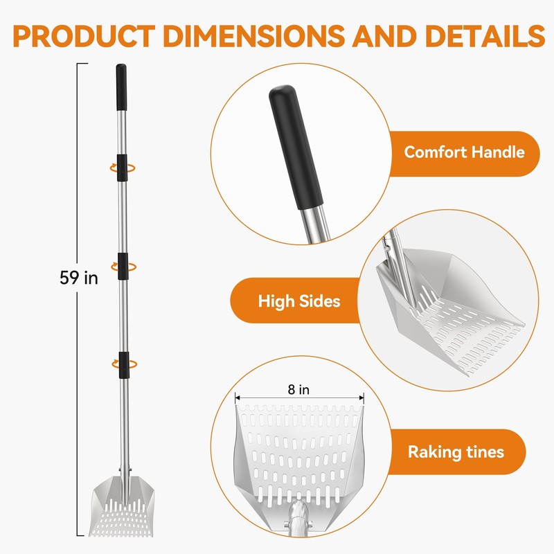 Chicken Poop Scooper: 2-in-1 Rake & Sifter - Silver Chicken