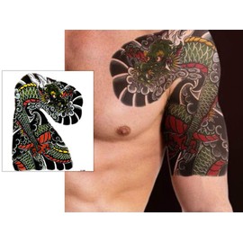 THE FANTASY Dragon Dragon Dragon Tattoo Stickers, Large A4, 6 Types - mqc18l