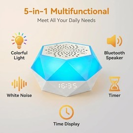 White Noise Machine for Sleeping, 32 Sounds 8 Light Baby Adults Home Travel | 32 Sounds, 8 Light, App & Touch Control, Alarm Clock,bluetooth speaker,B