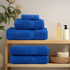 vidaXL Flannel Set of 4 Blue 30 x 30 cm 360 g/m² 100% Cotton Hand Towels, Terry Towels, Bath Towels, Bath Towels