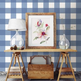 Chesapeake 3115-12533 Amos Blue Gingham Wallpaper