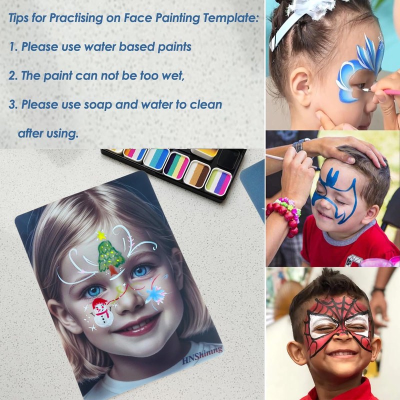 HNShining Makeup Painting Practice Board,Face Paint Practice Board,Reusable Painting Exercise