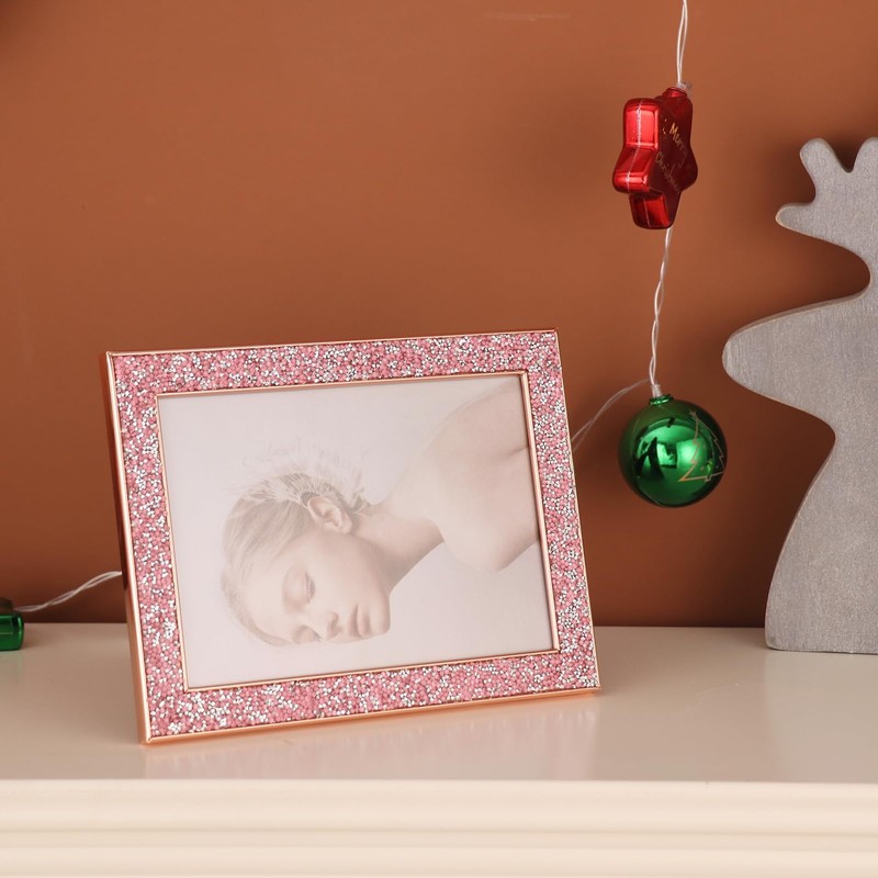 Baseo Rhinestone Picture Frame 5x7, Bling Diamond Photo Frame, Made