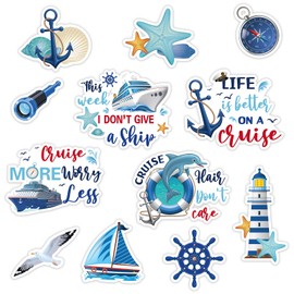 Kanayu 12 Pieces Cruise Door Magnets Decorations, Sea Navigation Ship Car Refrigerator Magnets Stickers Anchor Cruise Cabin Door Fridge Magnetic Decorations for Carnival Cruise Party (Classic Style)