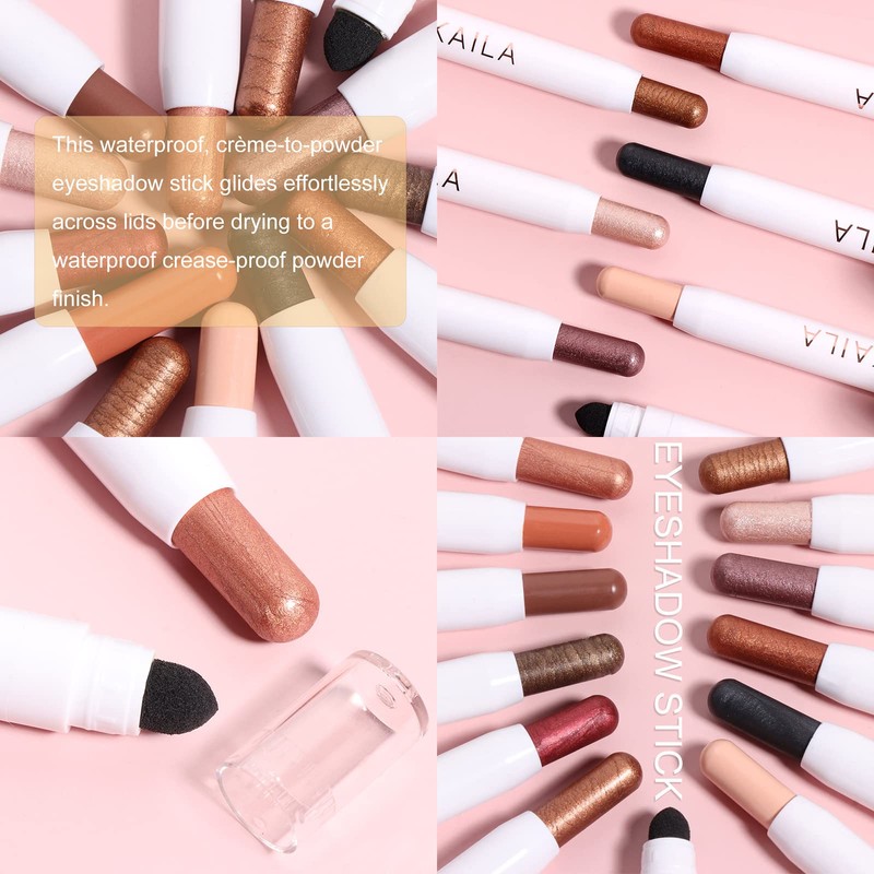 LOKFAR Cream Eye-Shadow Stick, Waterproof Cream Eyeshadow Pen Rotatable Creamy