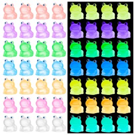 HFAYDZSW 56Pcs Luminous Mini Resin Frogs, Miniature Frog Figurines, Glow in The Dark Tiny Frog Ornament for Garden Landscape Aquarium Dollhouse Birthday Party Room Crafts Decor