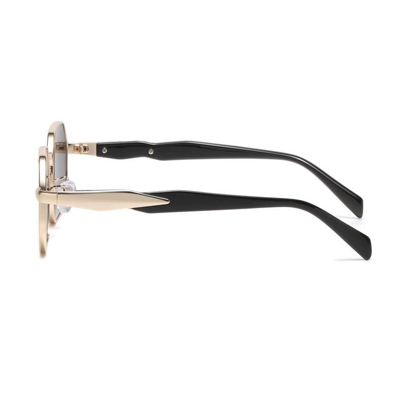 QVKUUT Retro Hexagonal Sunglasses Women Men Rectangular Metal Frame Glasses