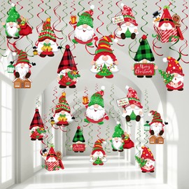 30 Pieces Christmas Swirl Decoration Gnomes Hanging Swirl, Xmas Holiday Birthday Party Decoration for Christmas Home Party Outdoor Indoor Decor Holiday Presents Baby Shower Supplies