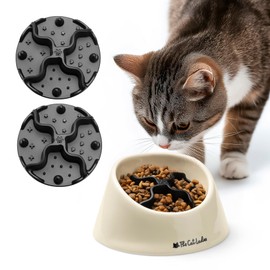 The Cat Ladies Slow Feeder - Healthy Feeding Bowl with Two Silicone Inserts - Help Pets Eat Slower - Control Eating Pace for Better Digestion - Feed Bowls Set for Dogs or Cats