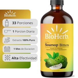 Amargo de Guanabana Extracto 100% Puro (Soursop Bitters) 500ml/16 Oz - Para Hasta 33 Porciones (15 Ml/Dia) - Potente Soporte Antioxidante Rico en Tiam