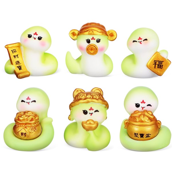 CLISPEED 6Pcs Mini Chinese New Year Snake Figurines: 2025 Lunar