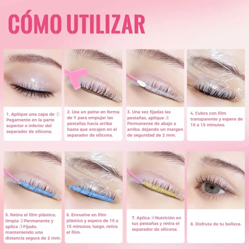 Kit De Pestañas Y Cejas Planchado Diseño Profesional Rizado