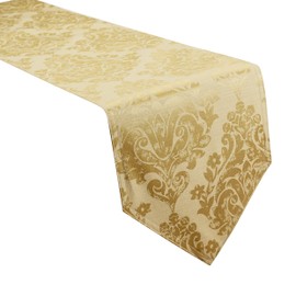 Palazzo Damask Antique Gold Christmas Table Runner (13x72in-33x183cm Approx)