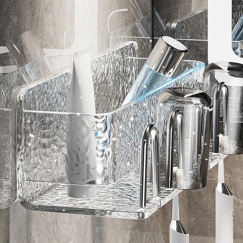 Water Ripple Toothbrush Holder Acrylic Punch Free Wall Mount Toothbrush