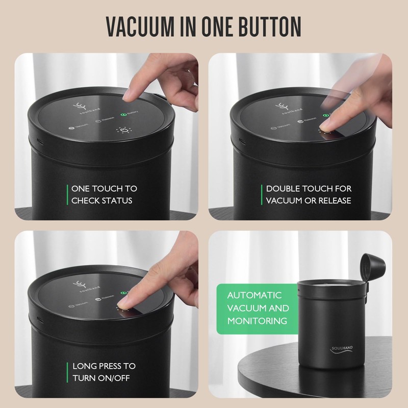 SOUL HAND Automatic Vacuum Coffee Canister for Coffee & Food