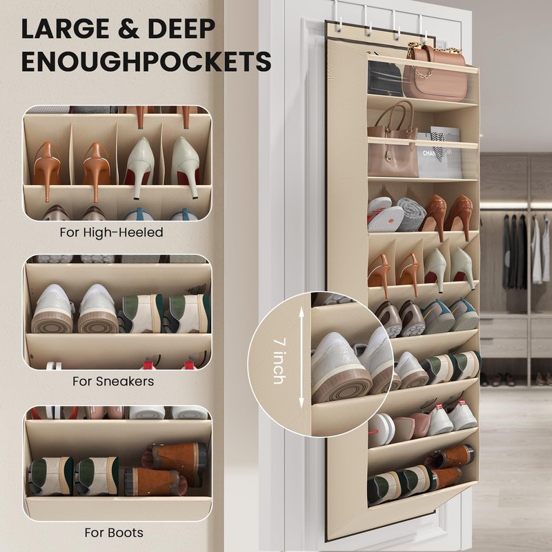 Mefirt 8 Tier Clear Over the Door Shoe Organizer with