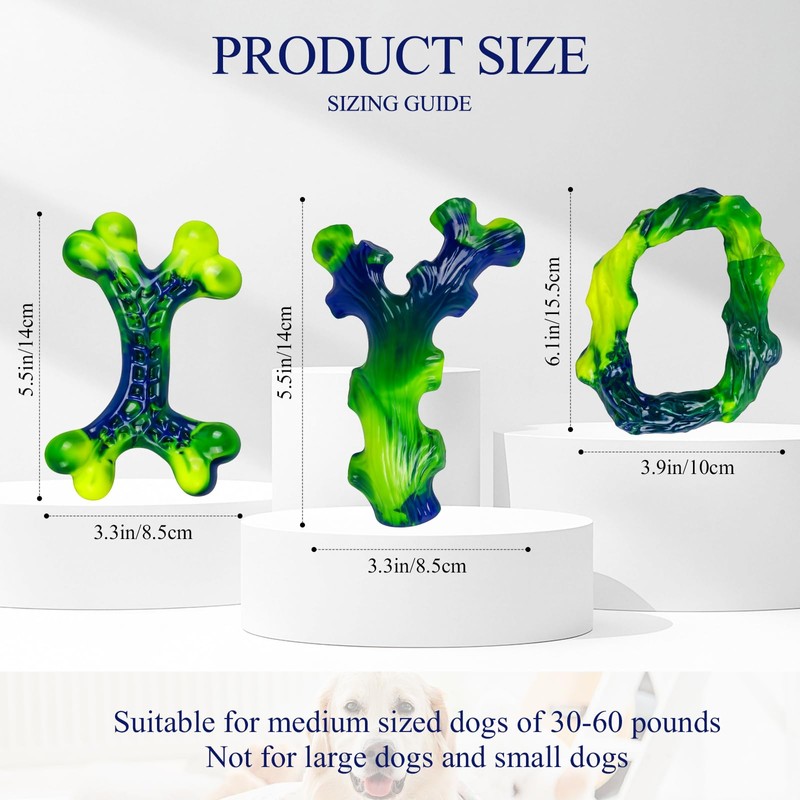 Frienhund 3-Pack Indestructible Nylon Dog Chew Toys for Aggressive Chewers