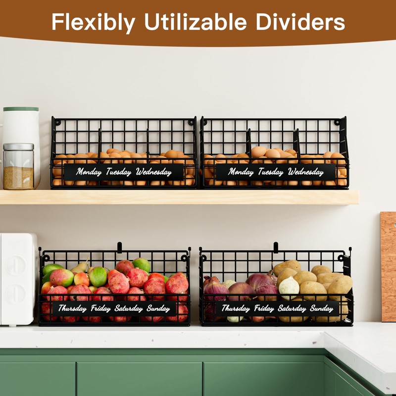 Egg Holder Countertop with 5 Dividers & Labels, 2 Tier