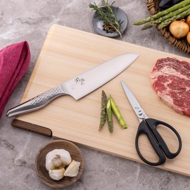 Kai KAI Seki Magoroku Takumiso Santoku 6.5 inches (165 mm) & Kitchen Shears Set, Kitchen Tool, Kitchen Peeler Kitchen Scissors