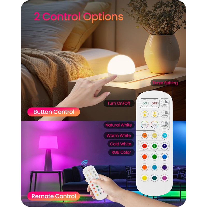 GOEBLESON Rechargeable Light Bulbs with Remote Control, Battery Operated Light