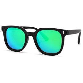 Pro Acme Polarized Kids Sunglasses Girls Boys,TPEE Rubber Flexible Square Shades Toddler Age 3-10(A01 Black/Green Mirrored)