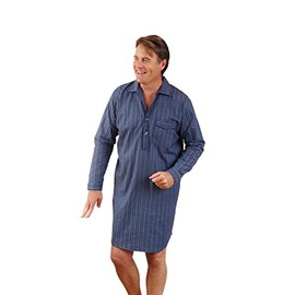 Champion Mens Brushed Cotton Striped Nightshirt-Dark Blue-2X-Large 48-50