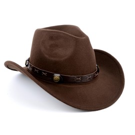 SIGONE Cowboy Hat for Men and Women Cowboy Hat with Soft Felt Wide Brim Brown Cowboy Hats for Men and Women Perfect for Cowboy Outfit Outdoor Activities