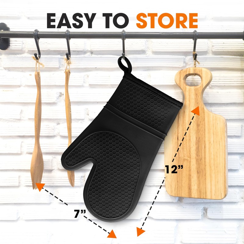 Cheer Collection Silicone Oven Mitts - Heat Resistant Kitchen Oven